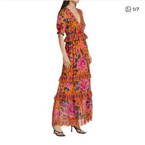 Farm Rio Dream Floral Tiered Maxi Dress XL EUC